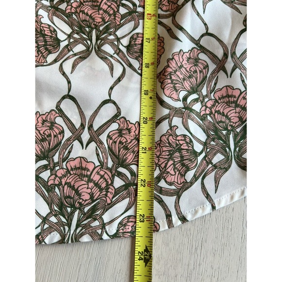 Banana Republic Women’s Pink Green Floral Ruffle 3/4 Sleeve Blouse Small Petite - Picture 11 of 14